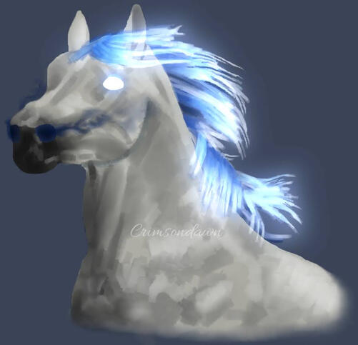 Horse with blue mane and eyes