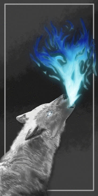 wolf with blue fire