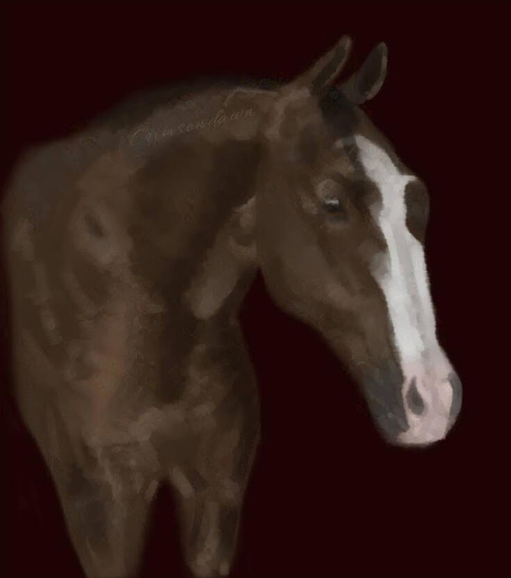 Horse with blue mane and eyes