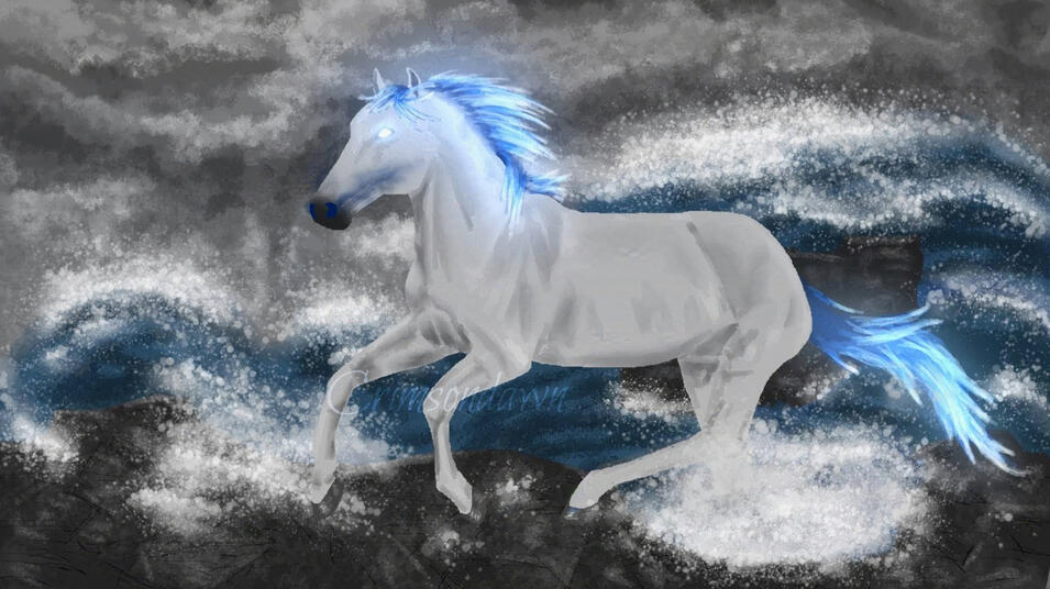 Horse with blue mane and eyes